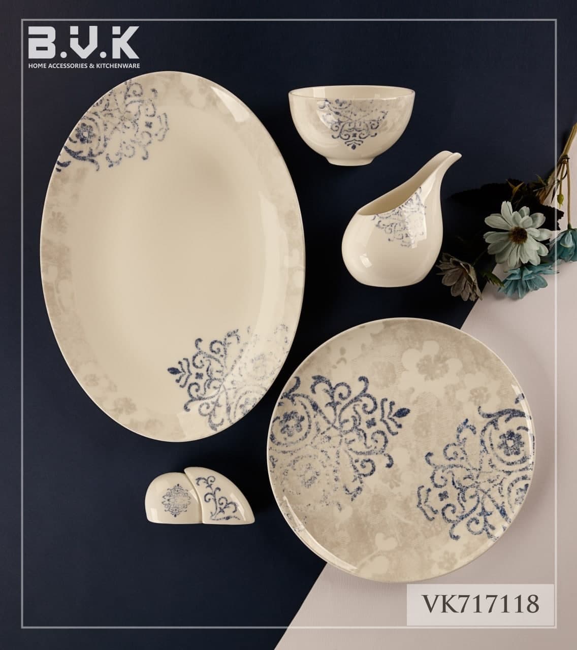 BVK بی وی کی  سرویس غذا خوری 6 نفره 29 پارچه ابی   VK717118