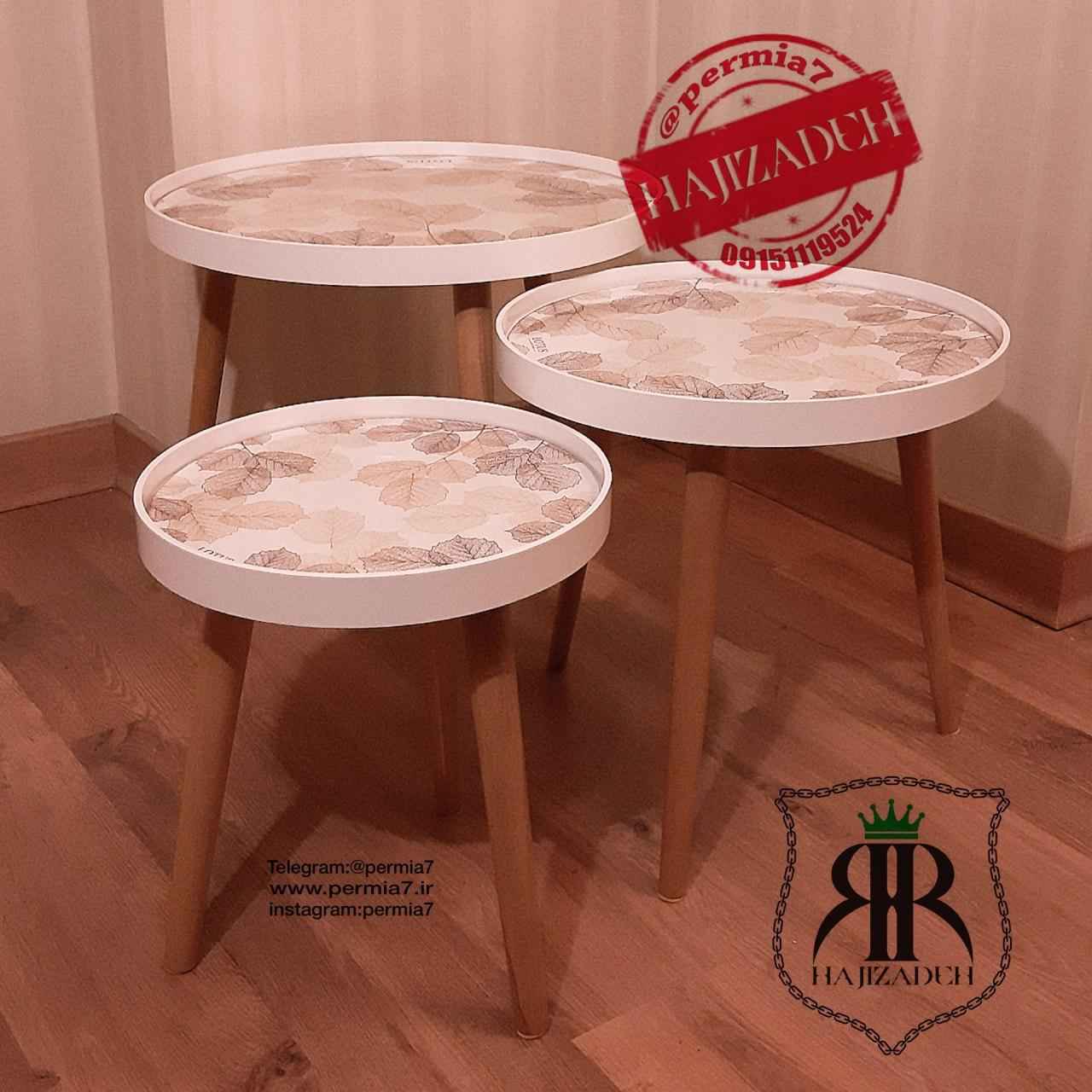 LOTUS لوتوس میز جلو مبلی چوبی 3 سایزی    ALMA-731-SPRINGLEAVES
