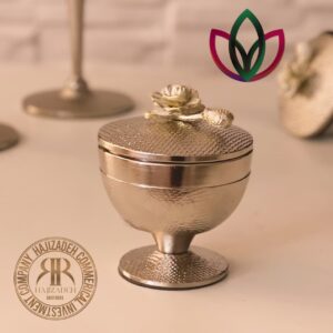 RAFI رافی  دکوراتیو الیاژ  قندان تکی گل نقره ای  SILVER-400434