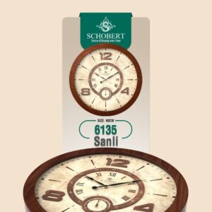 SCHOBERT شوبرت ساعت دیواری  فریم چوبی فندقی قطر 60 - 6135