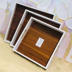 حایات سینی 3 سایزی MDF  سفید مربع  9230