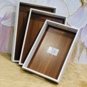 حایات سینی 3 سایزی MDF  سفید مستطیل  9231