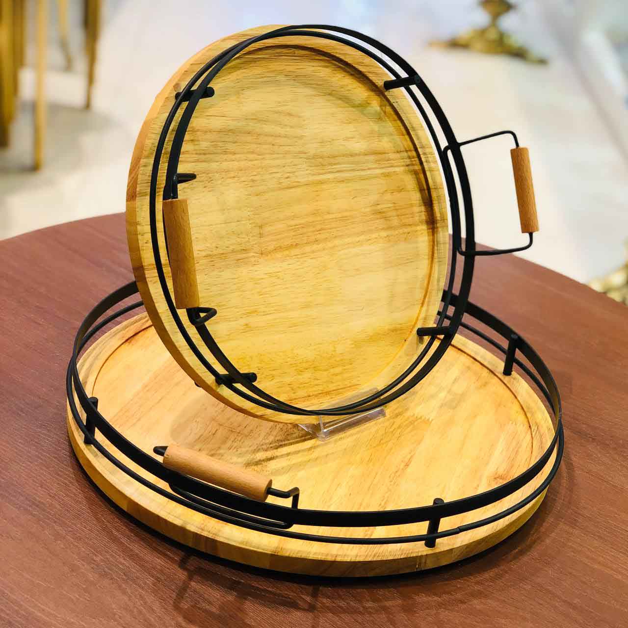 MHG ام اچ جی سینی گرد  کوچک 30 سانت فریم مشکی  351-106