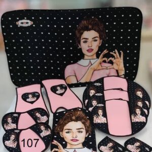 لاروکا سرویس 11 پارچه پیش بند و دمکنی  و ابگیر و دستکش مدل ترک کد 107   6807