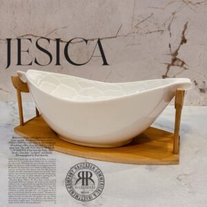 JESSICA جسیکا سالاد خوری  سرامیک پایه بامبو کوچک  5126