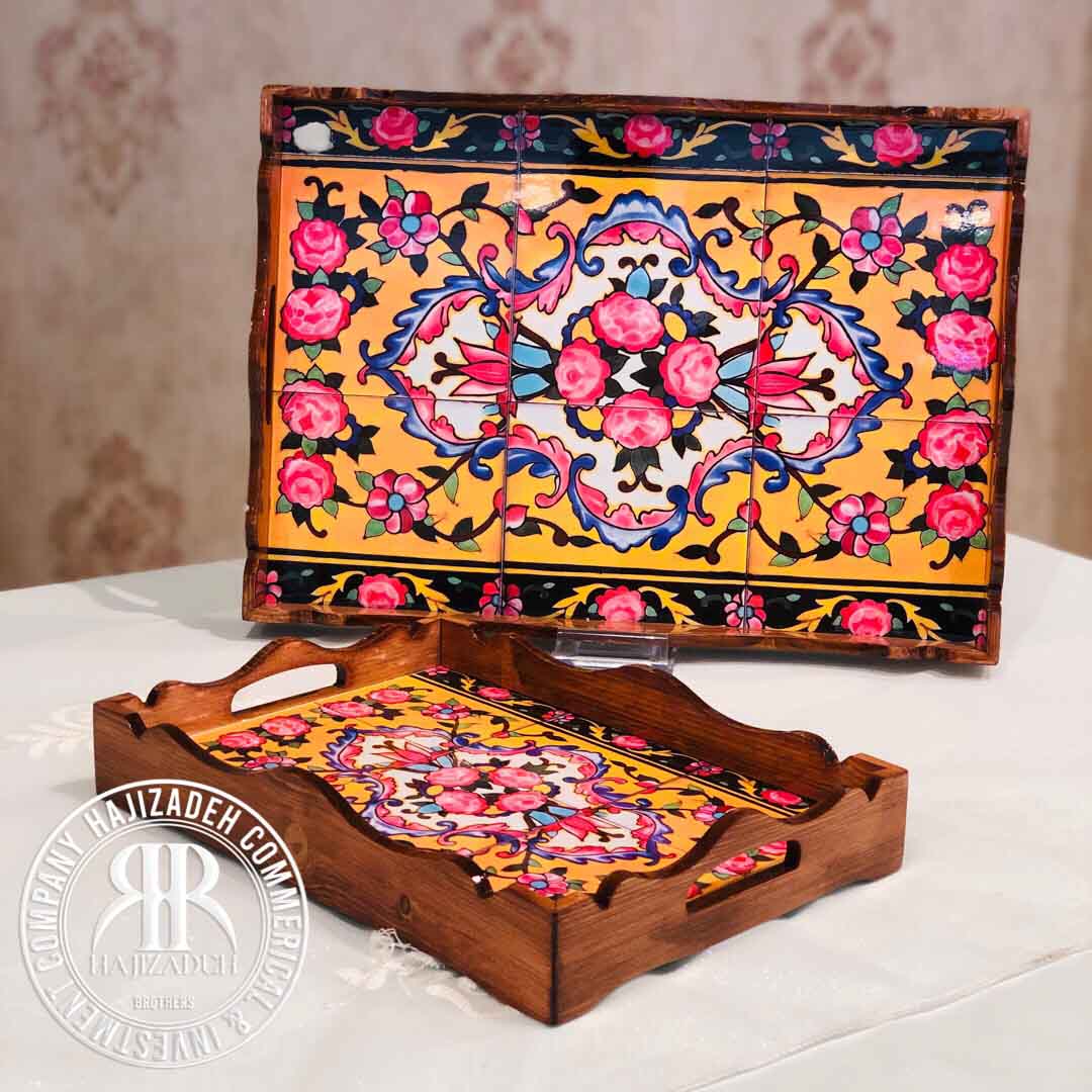 جاوید  سینی چوبی دکوپاژ طرح سنتی مستطیل 30*40  10100