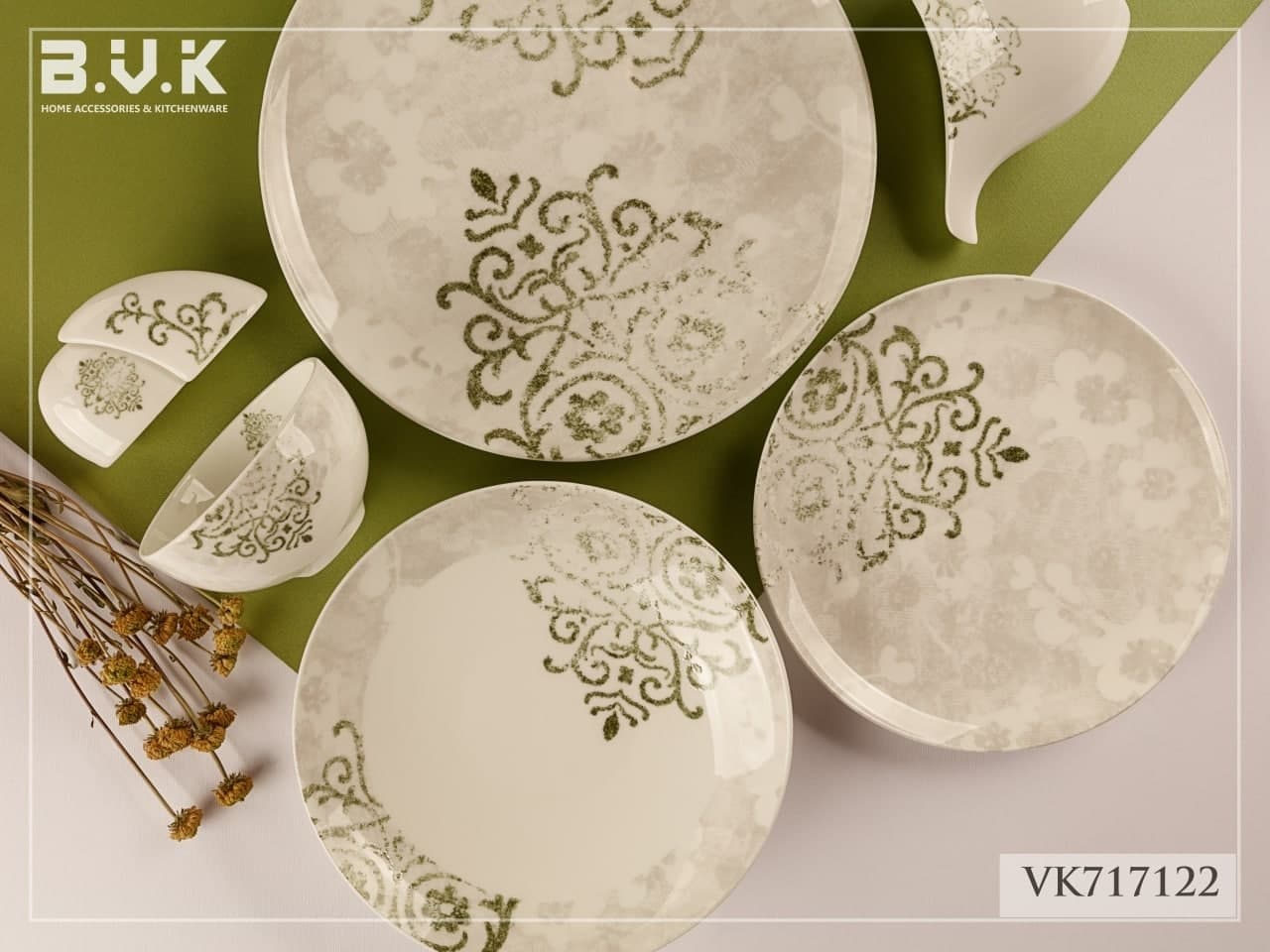 BVK بی وی کی  سرویس غذا خوری 6 نفره 29 پارچه سبز   VK717122