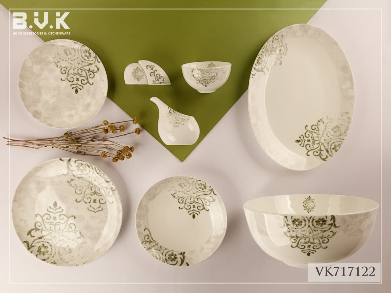 BVK بی وی کی  سرویس غذا خوری 6 نفره 29 پارچه سبز   VK717122