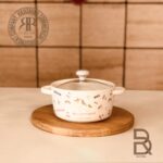 BAHAR بهار قابلمه تک نفره سرامیکی  درب پیرکس طرح کارتونی  B-809