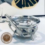 SAFINOX سافینوکس سوفله نگین دار استیل سالاد خوری با انبر  SBM001