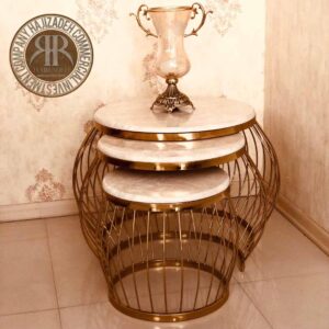 KARNIA کارنیا  میز جلو مبلی 3 تیکه طرح سنگ  مفتولی  10759