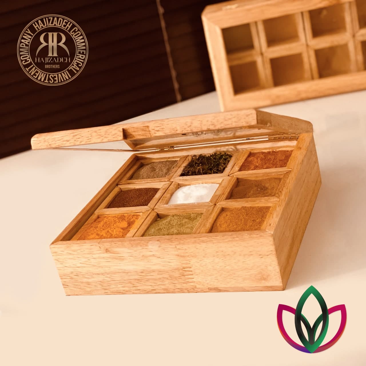 NICE WOOD نایس وود  چوب  جعبه جا ادویه 9 خانه کد 114- 6925