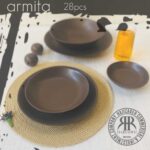 ARMITA ارمیتا سرویس غذا خوری سرامیکی 28 پارچه گرد قهوه ای 10833