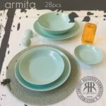 ARMITA ارمیتا سرویس غذا خوری  سرامیکی 28 پارچه گرد سبز 10834