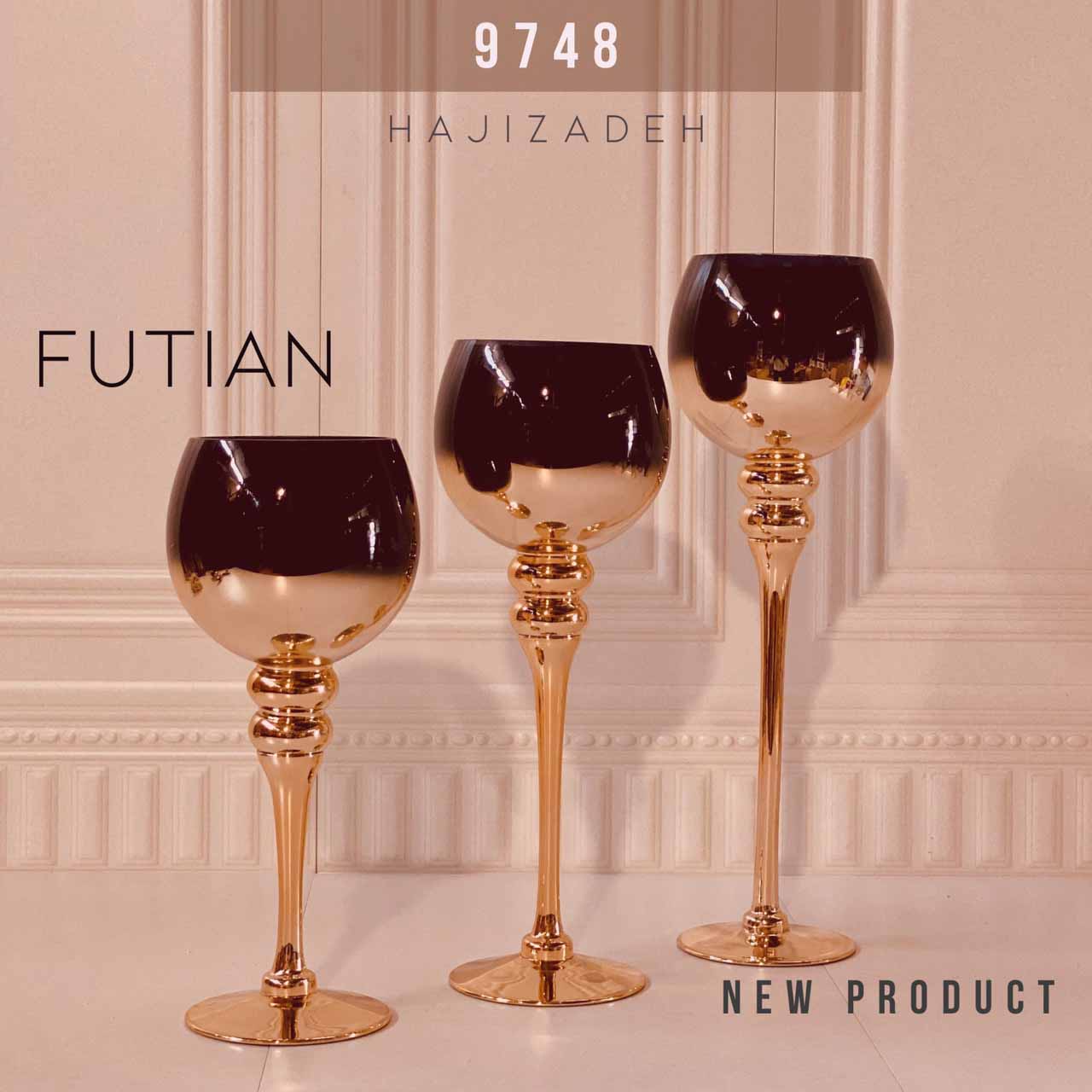 FUTIAN فوتین  JW جی دبلیو جا شمعی 3 سایزی توپی 2 رنگ مشکی طلایی  9748