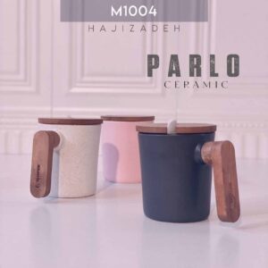 MARKET مارکت ایسرام ماگ درب چوبی قاشق دار مدل پارلو M-1004