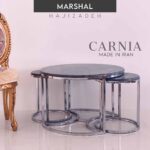 KARNIA کارنیا  میز جلو مبلی 3 تیکه طرح سنگ مارشال نقره ای  10997