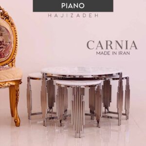 KARNIA کارنیا  میز جلو مبلی 4 تیکه طرح سنگ پیانو نقره ای  10995