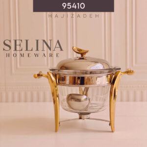 SELINA سلینا  سوفله استیل طلایی مدل فلیم سوپ خوری  95410