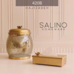سالینو سطل و دستمال پروانه  خمره ای  شیشه ترک طلایی  420B