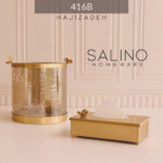 سالینو سطل و دستمال انتیک پروانه استوانه شیشه ترک طلایی انتیک  416B