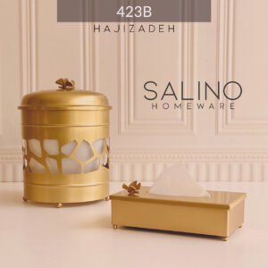 سالینو سطل و دستمال   پروانه استوانه طرح سنگی سوراخ طلایی  کد 423B -- 423B