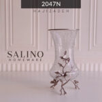سالینو پروانه گلدان شیشه ترک نقره ای 2047N
