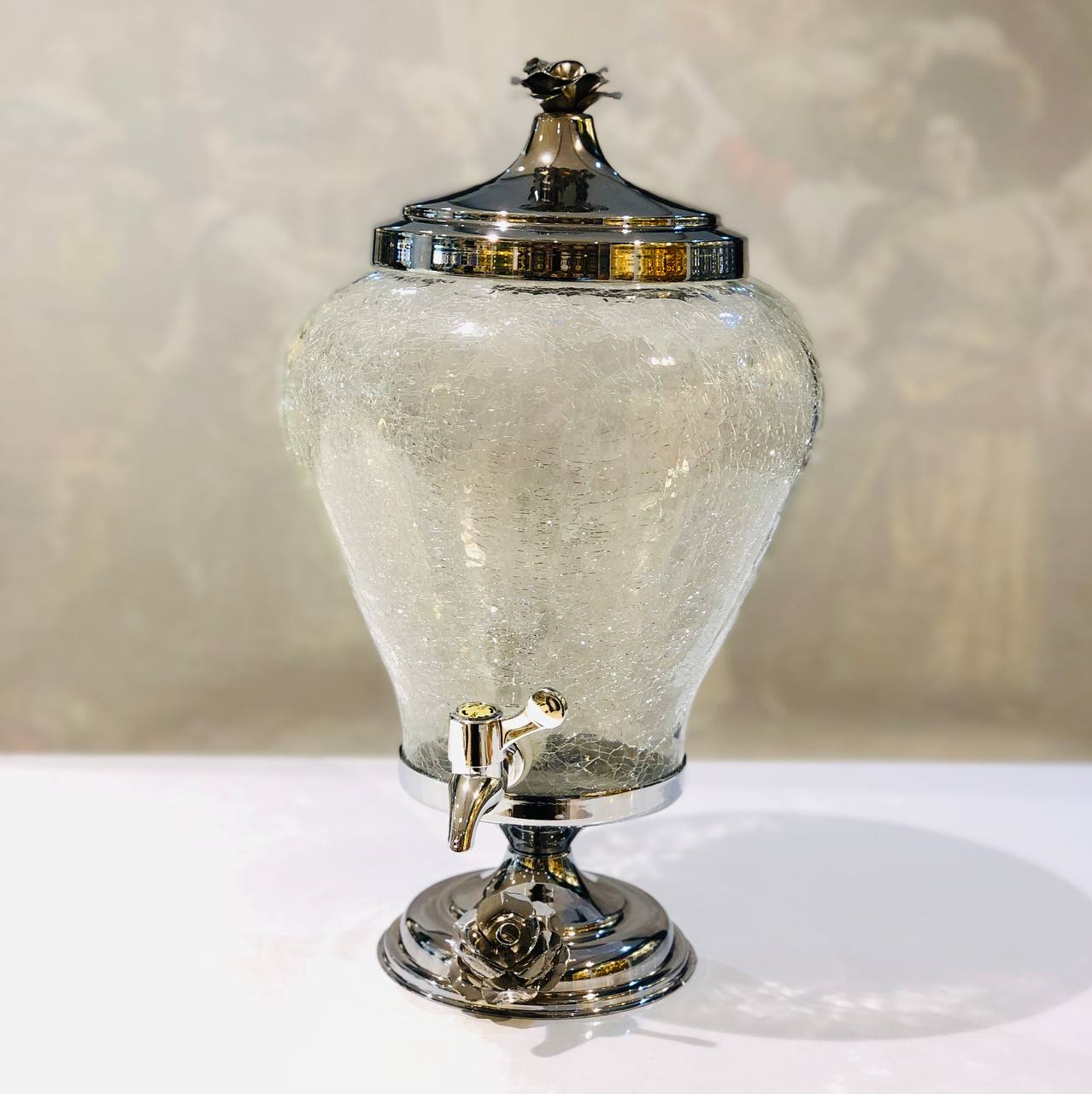 EMBICO  ام بی کو  کلمن کمر باریک  شیشه ترک نقره ای گل و گوزن  9624
