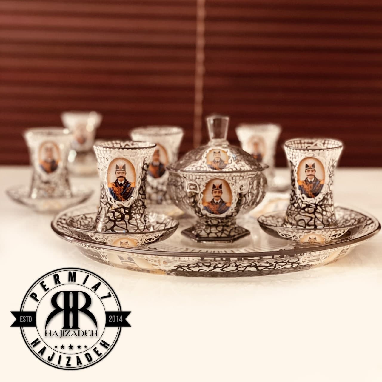 نگارستان سرویس چای خوری قندان و سینی  شاه عباسی 15 پارچه  5486