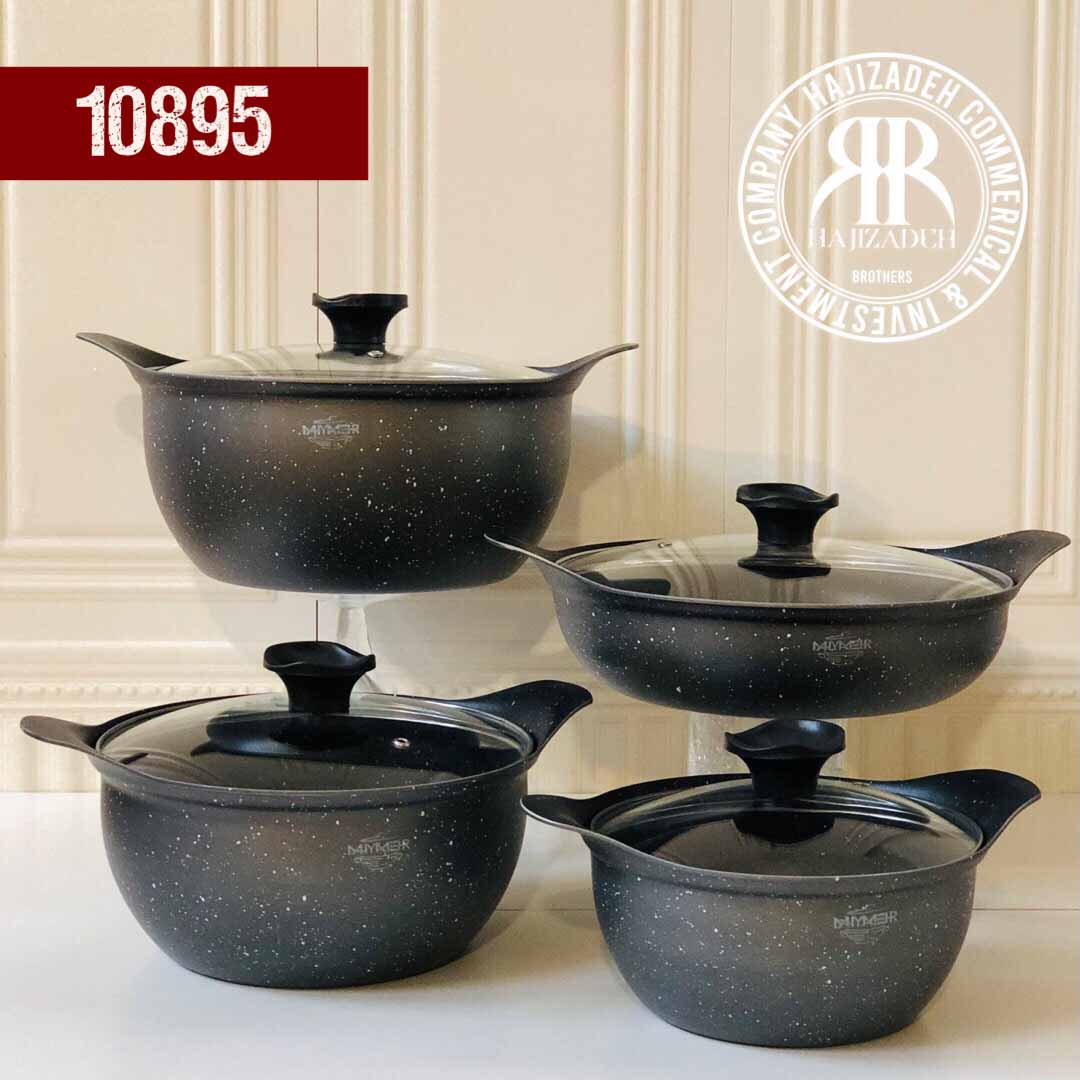 MAHYA MEHR مهیا مهر  سرویس قابلمه 10 پارچه چدن گرانیت مشکی مات  10893