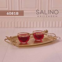 سالینو پروانه طرح برنجی سینی هلالی متوسط  6081B