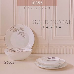 GOLDEN OPAL گلدن اپال  سرویس ارکوپال 26 پارچه گرد هارنا نیلوفر طلا  10355