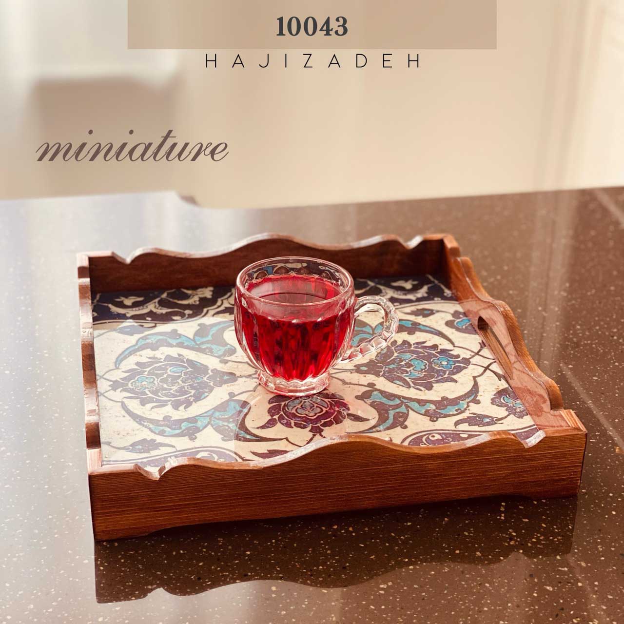 جاوید  سینی چوبی دکوپاژ طرح سنتی مربع 30*30 – 10043