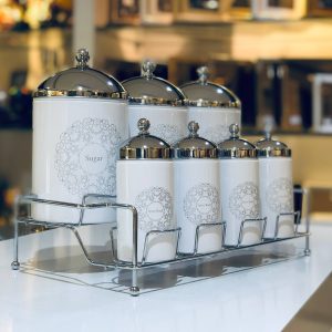 سام ست گاردنیا پاسماوری 8 پارچه  سفید درب کروم  SET-3038009