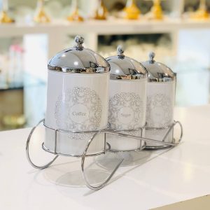 سام ست پاسماوری 4 پارچه  استوانه ای گنبدی سفید درب کروم  3038031