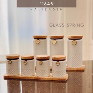 ام بی کو  پاسماوری 7 پارچه گلس شیشه رنگی درب چوبی سفید  11645