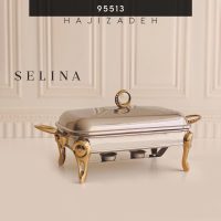 SELINA سلینا  سوفله استیل طلایی مدل طرح نگین  مستطیل متوسط  95513
