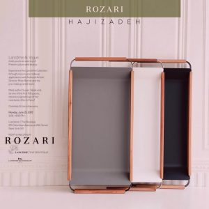 روزاری سینی مستطیل چوب و فلز گود طوسی 11682