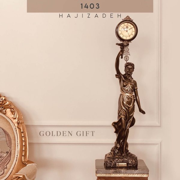 گلدن گیفت  ساعت مجسمه ای رومیزی زن مشعل به دست   1403