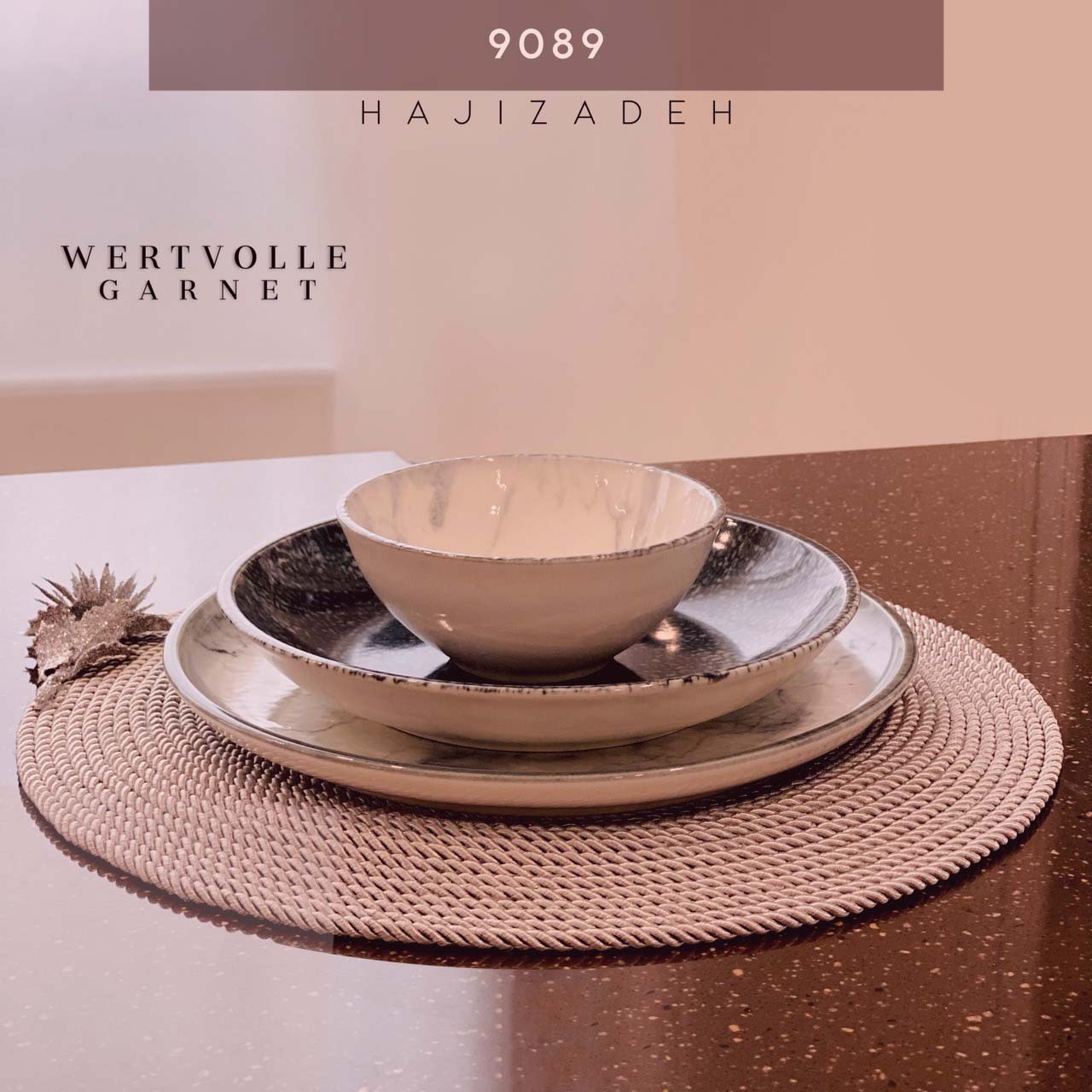WERTVOLLE ورت وله سرویس غذاخوری سرامیک  31 پارچه استون ور گارنت طرح سنگی  5408