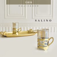 سالینو طرح قلبی فنجان  چایخوری طلایی  1381B