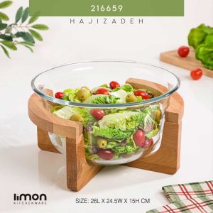 لیمون  کاسه سرو و سالاد و سوپ 3 لیتر پایه چوبی  216659