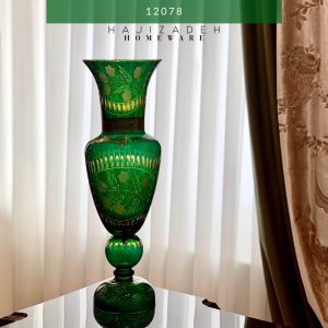 کشوری  دکوری سبز گلدان پایه شیشه  سبز10164