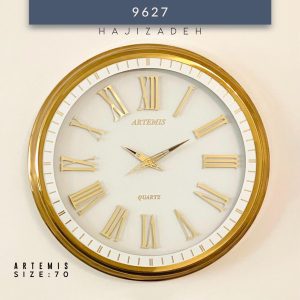 ثانیه سازان ارتمیس  ساعت دیواری صفحه سفید طلایی  GOLD-2036