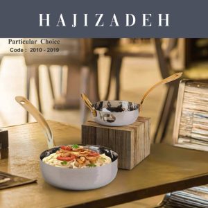 ظروف استیل هندی اردو خوری دسته طلایی گرد 2019 12252
