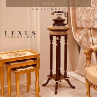 LEXUS لکسوس میز چوبی تلفن و اباژور  30*30 ارتفاع 100 سانت لبه دار مدل پارسا 12334