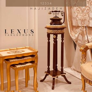 LEXUS لکسوس میز چوبی تلفن و اباژور  30*30 ارتفاع 100 سانت لبه دار مدل پارسا 12334