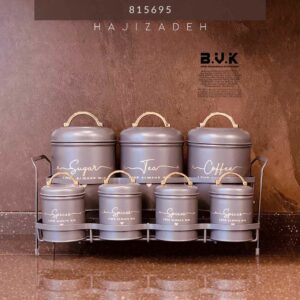BVK بی وی کی  ست پاسماوری 7 پارچه طرح لاو طوسی طلایی VK815695