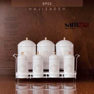 سام ست گاردنیا پاسماوری 8 پارچه  سفید درب سفید نوک طلایی  SET-3038008