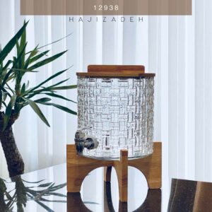BLWOOD بی ال وود  کلمن شیشه ای پایه چوبی مدل حصیری ساده A340-BLW00D